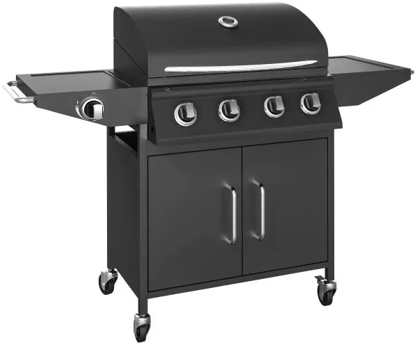 Gasgrill med 4 brännare och sidobrännare