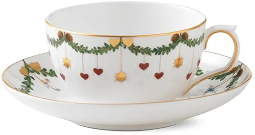 Royal Copenhagen Stjerne Riflet Jul kopp och fat - 32 cl